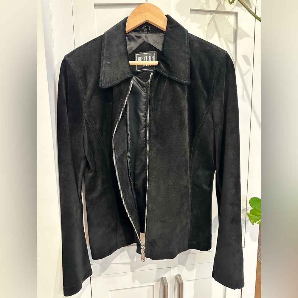 Women's Black Suede Leather Jacket Vintage Junction West